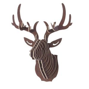 Wall Decor Deer Head Antler Diy 3d Wooden Puzzle Sculpture Trophy Brown Wall🤍